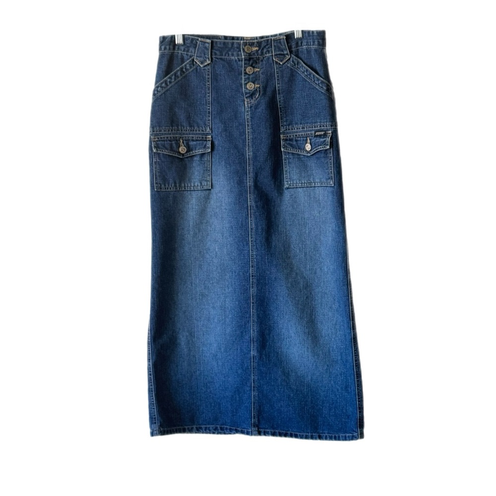 VTG SQUEEZE STEPHEN HARDY Denim Midi Skirt Sz 3/4